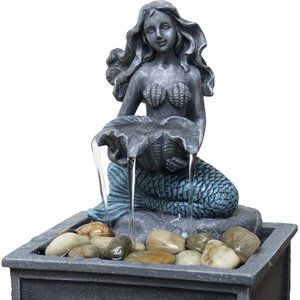 Unique 7" High Mermaid Table Top Water Fountain with Adapter Cute